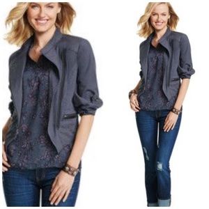 CAbi Charcoal Grey Asymmetric Jacket style 3023